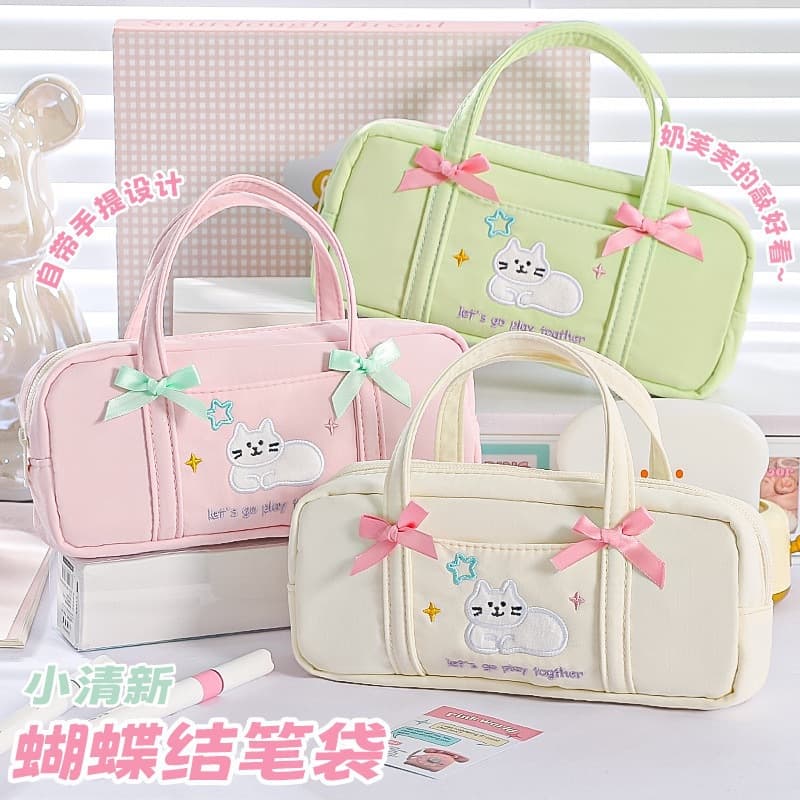 Kitten pencil case with large capacity and good looks ins style stationery box pencil case for primary school girls cartoon cat pencil case