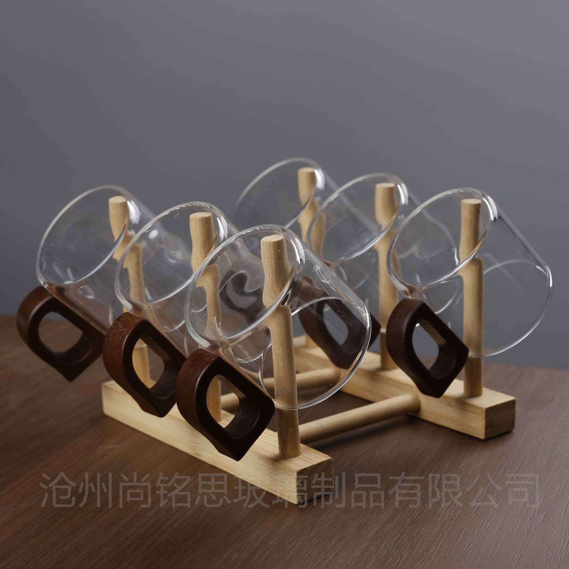 Cross-border Supply 100ml Wood Handle Glass Cup Heat-resistant Round Small Tea Cup Tea Set Juice Cup