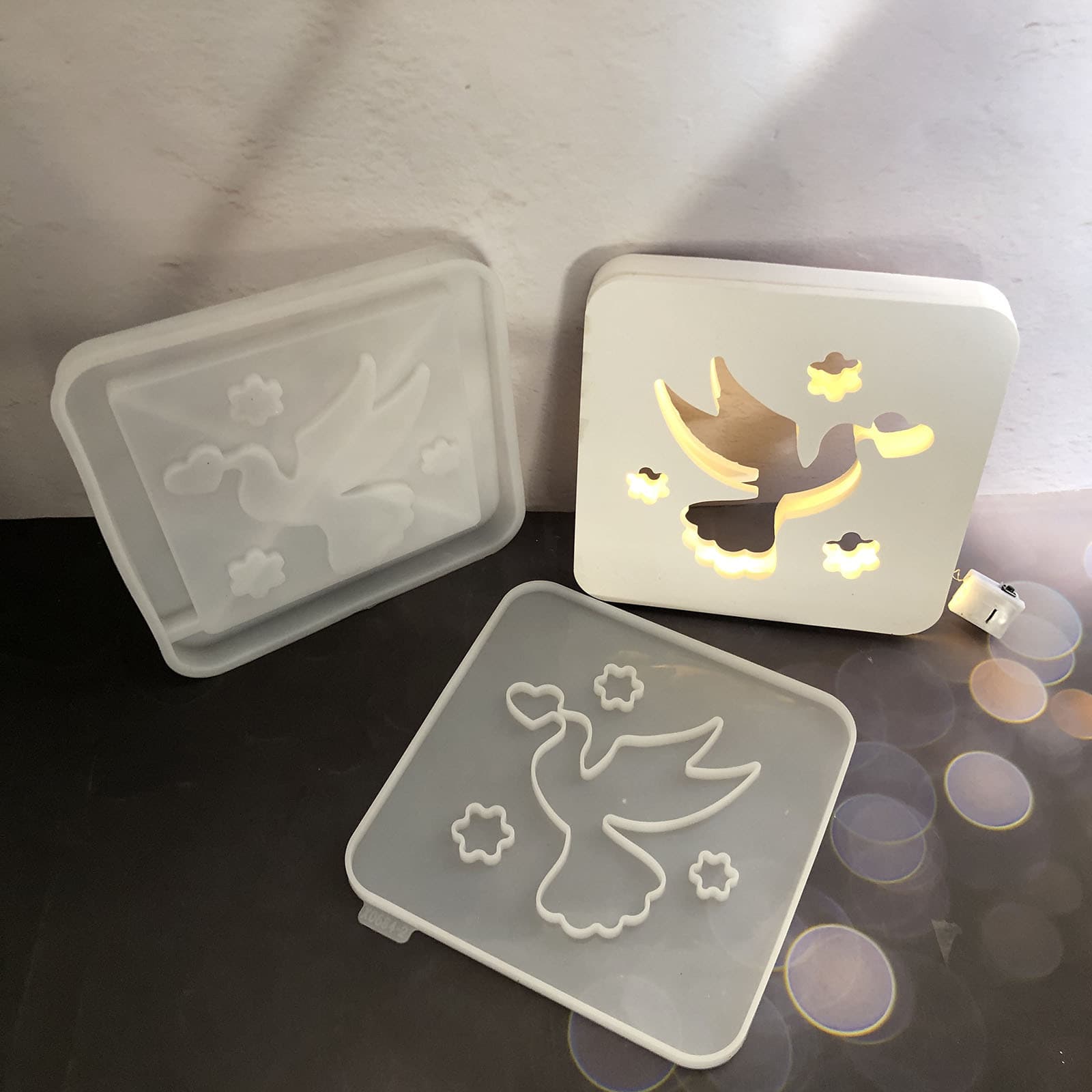X0684 Pigeon projection box ornaments decorative cement plaster mold DIY silicone mold