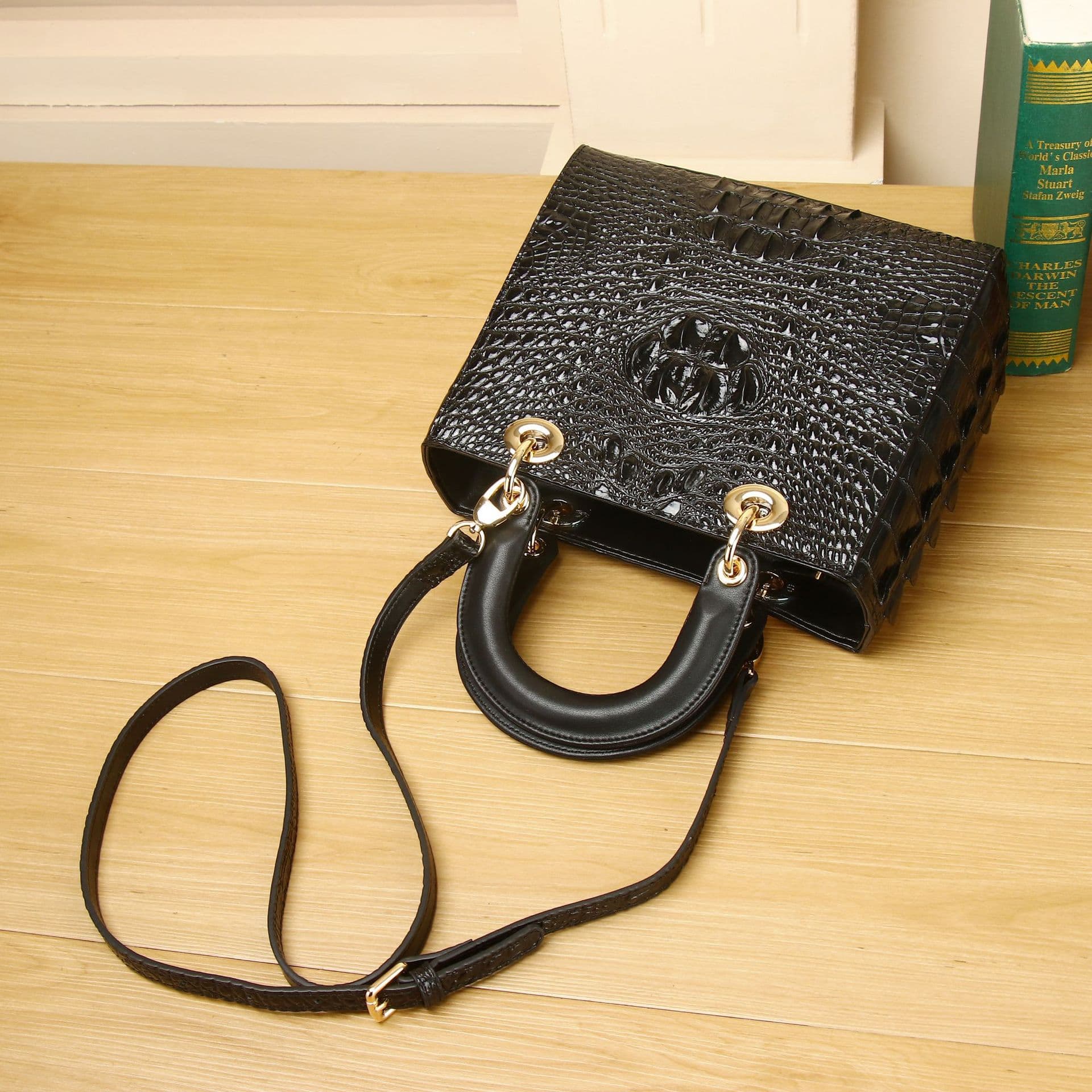 Crocodile Bone Pattern Lady Dior Bag Classic Women's Handbag Shoulder Crossbody Bag Lady Dior Bag Live Stream