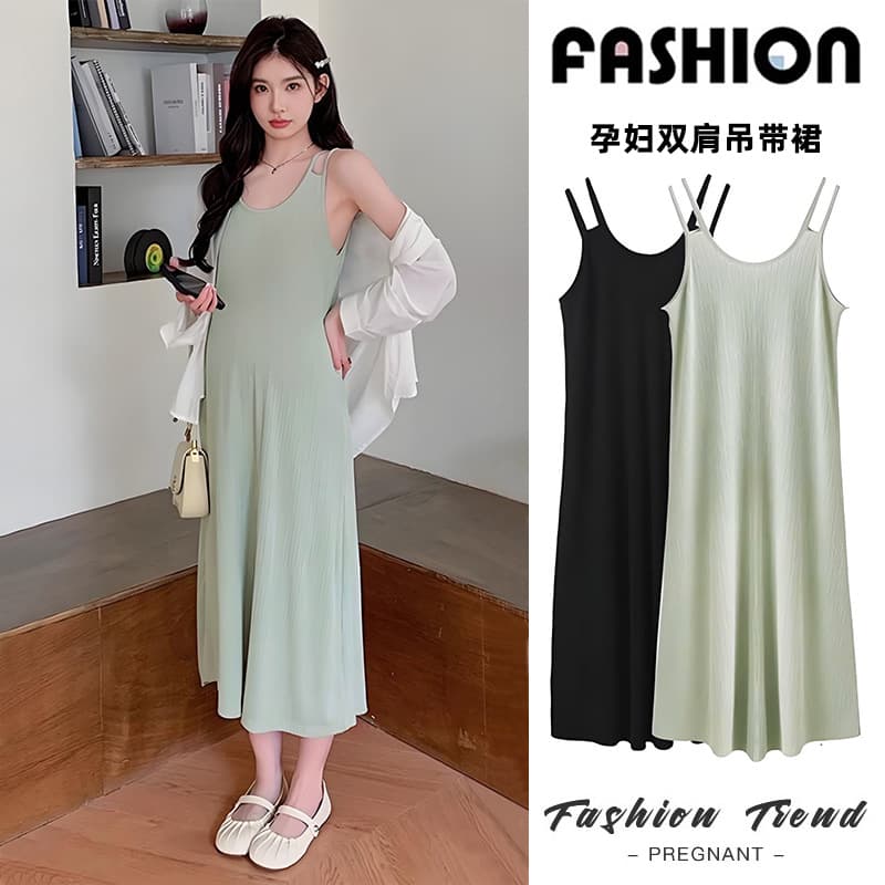 Maternity Dress Summer Thin Style Camisole Dress Long Slip Dress for Pregnancy