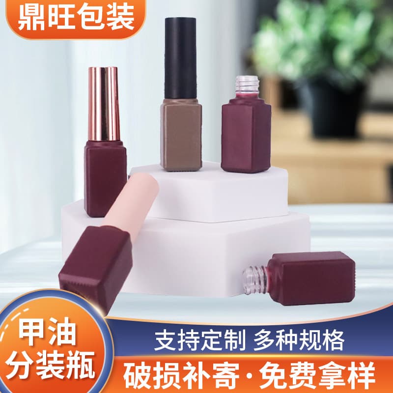 Manufacturer's straight hair 7ML nail polish bottle empty glass bottle with brush nail glue bottle cosmetics refill bottle