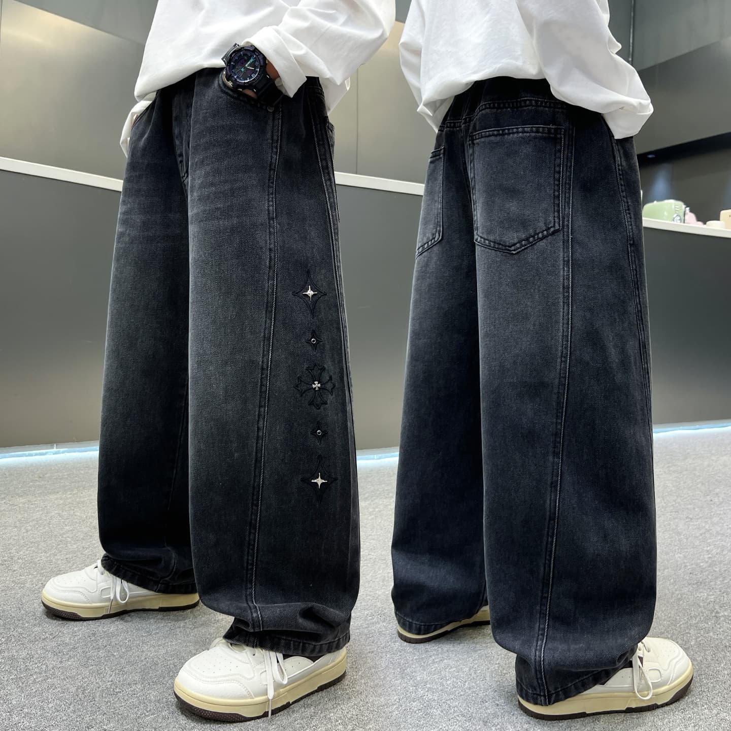 Children's clothing boys' jeans 2026 spring and autumn new style boys' fashion brand wide-leg pants loose casual trousers