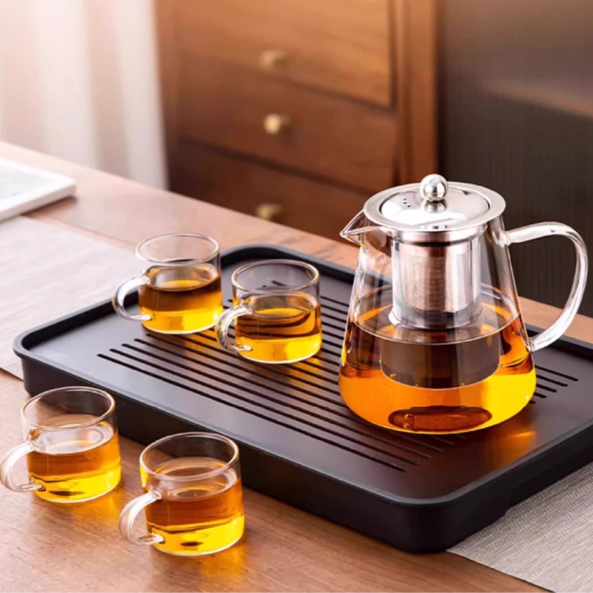 Thickened Heat-Resistant Glass Teapot, High Borosilicate Glass Tea Set with Filter, Household Flower Tea Pot