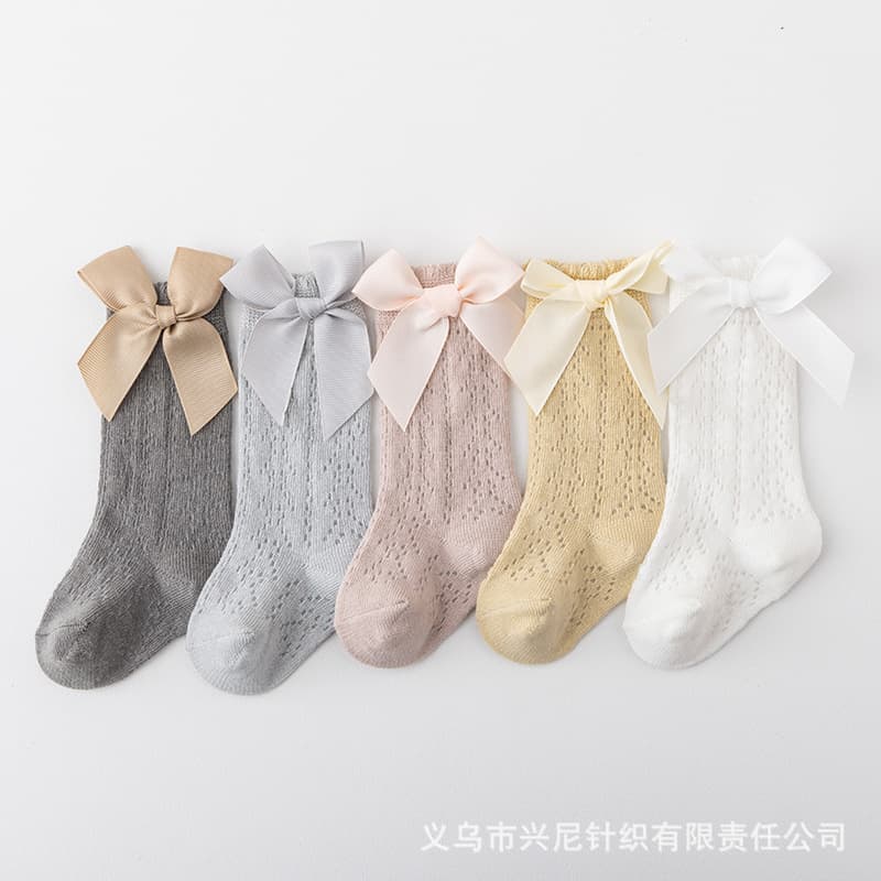 2024 baby socks Spanish baby big bow dress girls student princess socks thin long loose socks