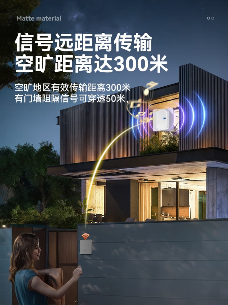 Waterproof UK Standard Smart Wireless Self-Generating Push Button Bell for Villa Outdoor Doorbell, No Drilling Required
