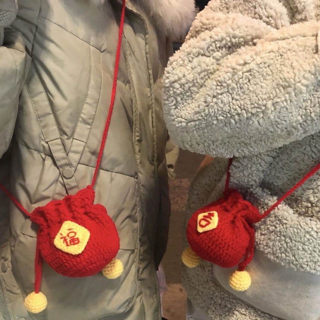 New Year Blessing Crochet DIY Handmade Bag Kit - Cute Red Envelope Gift Bag for Chinese New Year
