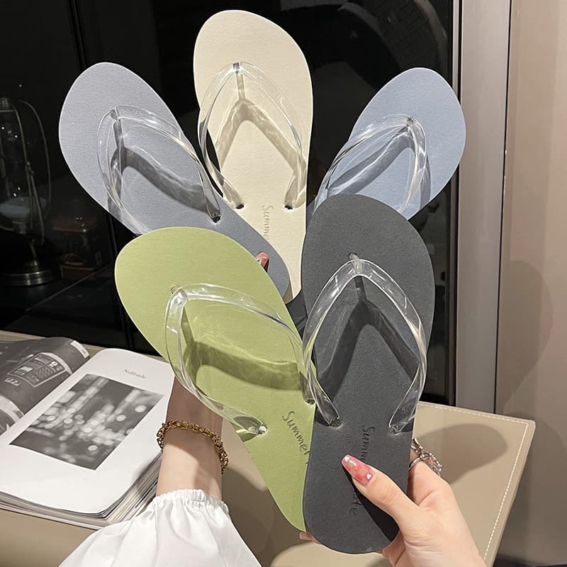 Women's Summer Flip Flops, Fashionable, Cute, Korean Style, Versatile, Beach & Seaside Sandals, Anti-Slip Bathroom Thong Slippers for Students