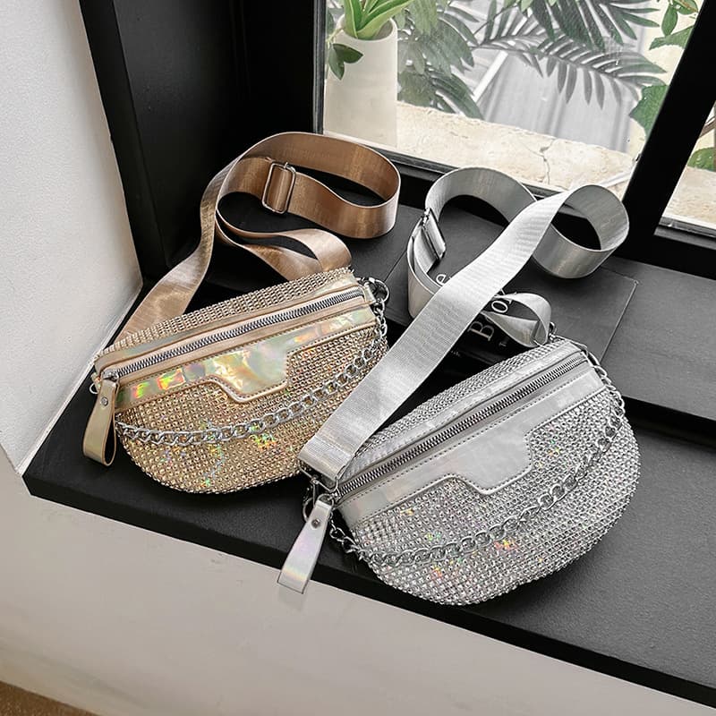 Trendy Disco Bag for Women 2026 New Korean Style Versatile Rhinestone Chest Bag Ins Fashion Single Shoulder Crossbody Waist Bag