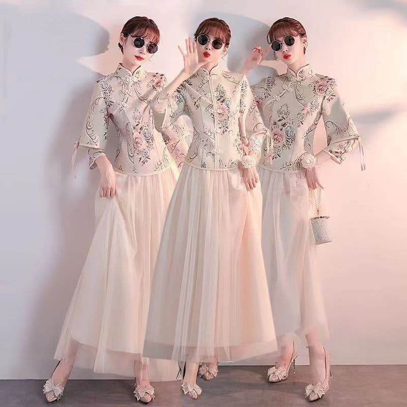Chinese-style Bridesmaid Dress 2022 Spring Summer Autumn New Chinese Style Long Slimming Choir Performance Evening Gown