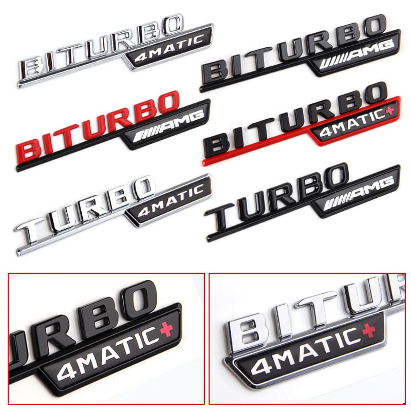 Applicable to Mercedes-Benz Turbocharged BITURBO AMG 4MATIC Fender Body Sticker Decorative Side Logo Car Emblem
