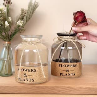 Cross-Border Nordic Rope-Tied Glass Vase, Ins Style Simple Modern Dried & Fresh Flower Vase, Living Room Desktop Decoration