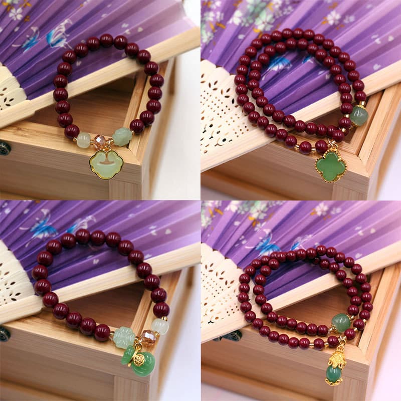 Imitation cinnabar pendant bracelet single circle double circle Pixiu safety buckle wearing jewelry bracelet gift Chinese Valentine's Day gift
