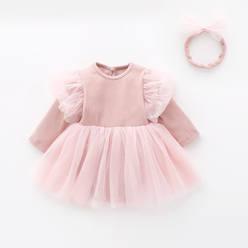 Princess Style Long Sleeve Baby Girl Romper One Month Celebration Dress Cotton Onesie Spring Autumn Korean Version Newborn Clothes