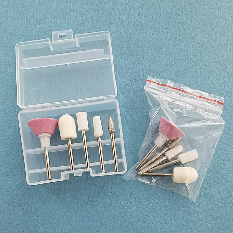 Five-Pack 2.35mm Handle Nail Grinding Head Wool Diamond Grinding Head Electric Grinder Tool Set Nail Care Accessories