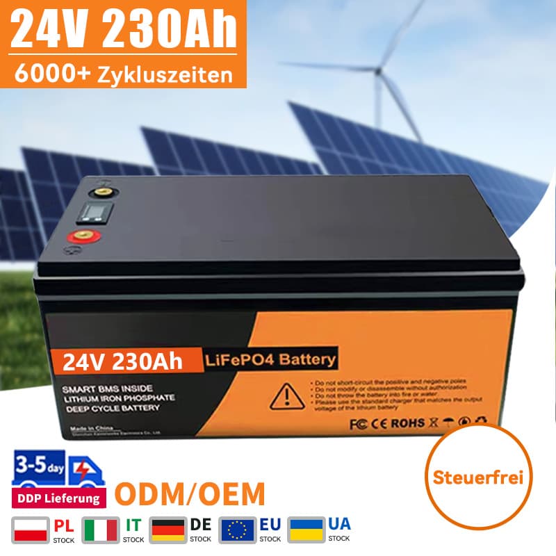 24V 230AH LiFePO4 Batteriepack mit BMS 12V 100AH 200AH 300AH