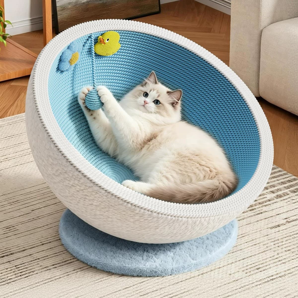 Little yellow duck cat nest cat scratching board wear-resistant and non-shedding vertical cat climbing frame cat scratching post semi-enclosed cat scratching basin cat toy