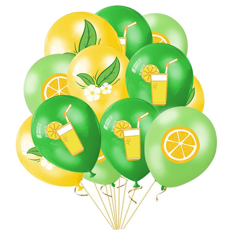 Lemon Fruit Theme Party Lemon Supplies Decoration Birthday Party Arrangement 12-Inch Latex Balloon Set