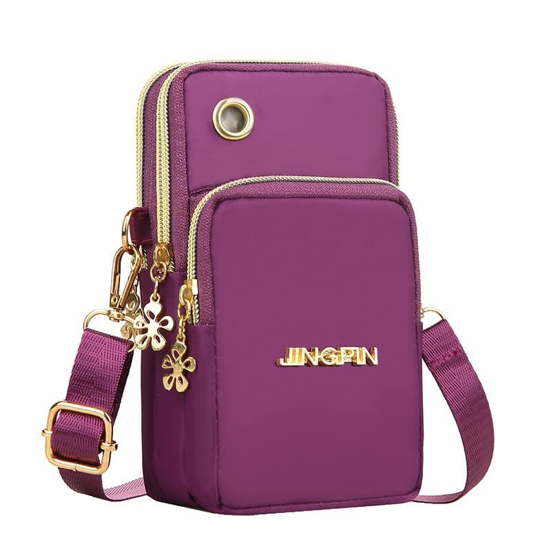 Fashionable Multi-Style Ladies Shoulder Bag Mobile Phone Wallet Card Holder Trendy Crossbody Bag Zipper Closure Nylon Material