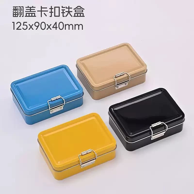 Flip-top mini fishing rod buckle iron box fishing bait storage box perfume box cultural and creative gift desktop metal box