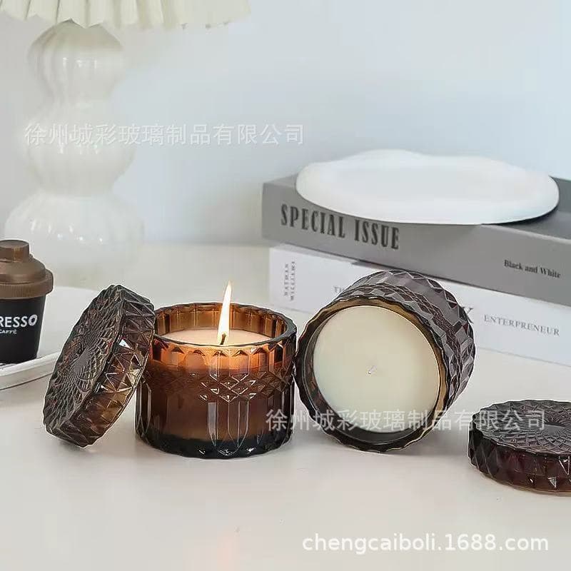 Spot transparent candle jar glass candle cup empty cup candle aromatherapy empty cup diy candle jar high temperature resistant
