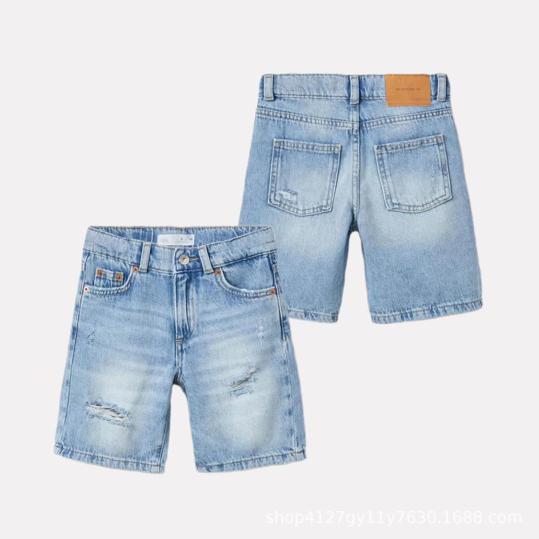 Spring and Summer 2024 New Blue Black Denim Boys and Girls Children's High Waist Shorts Casual Breathable Wear-resistant and Comfortable