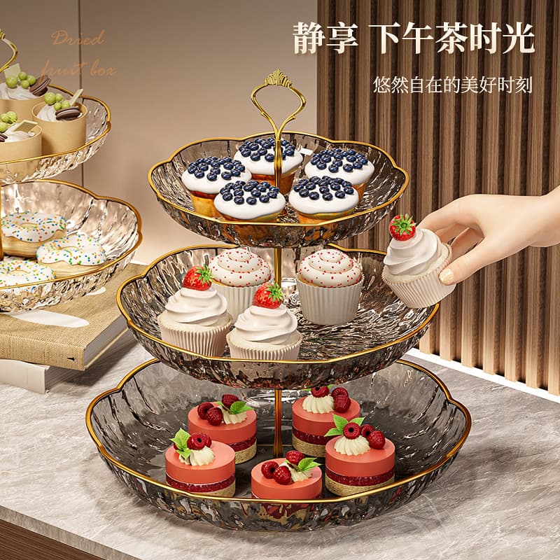 Multi-layer Luxury Fruit Tray Coffee Table Snack Dried Fruit Display Plate Bar Snack Plate Birthday Snack Display Dessert