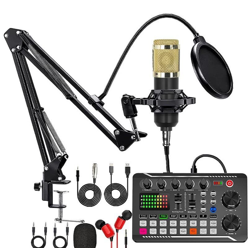 Full Set Mobile Phone Sound Card Fast Broadcast Karaoke Singing Microphone Recording Equipment Live Broadcast External Sound Card Microphone