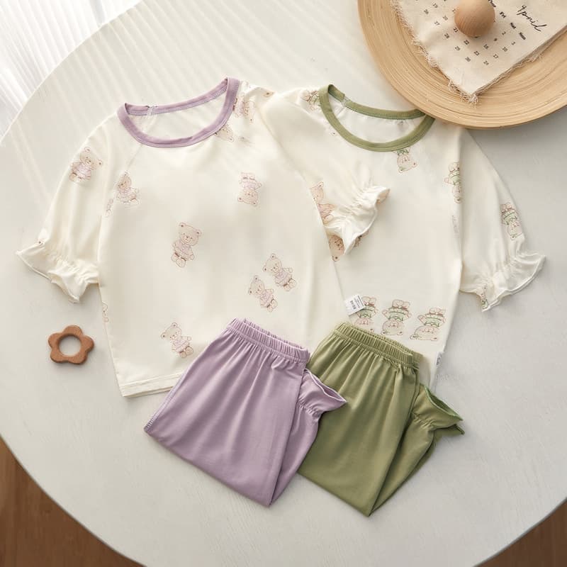Chengbao Children's Lenzing Modal Thin Homewear Pajama Set Baby Boys Girls Long Sleeve Air Conditioning Wear