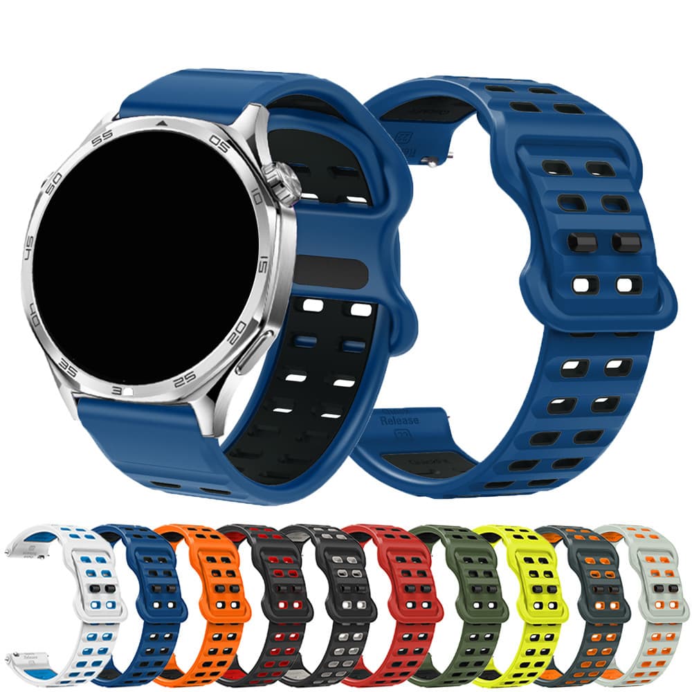 Suitable for Huawei, Samsung, Garmin, Huami, Gaochi, Suuntuo, Xiaomi 22mm nail buckle two-color silicone watch strap