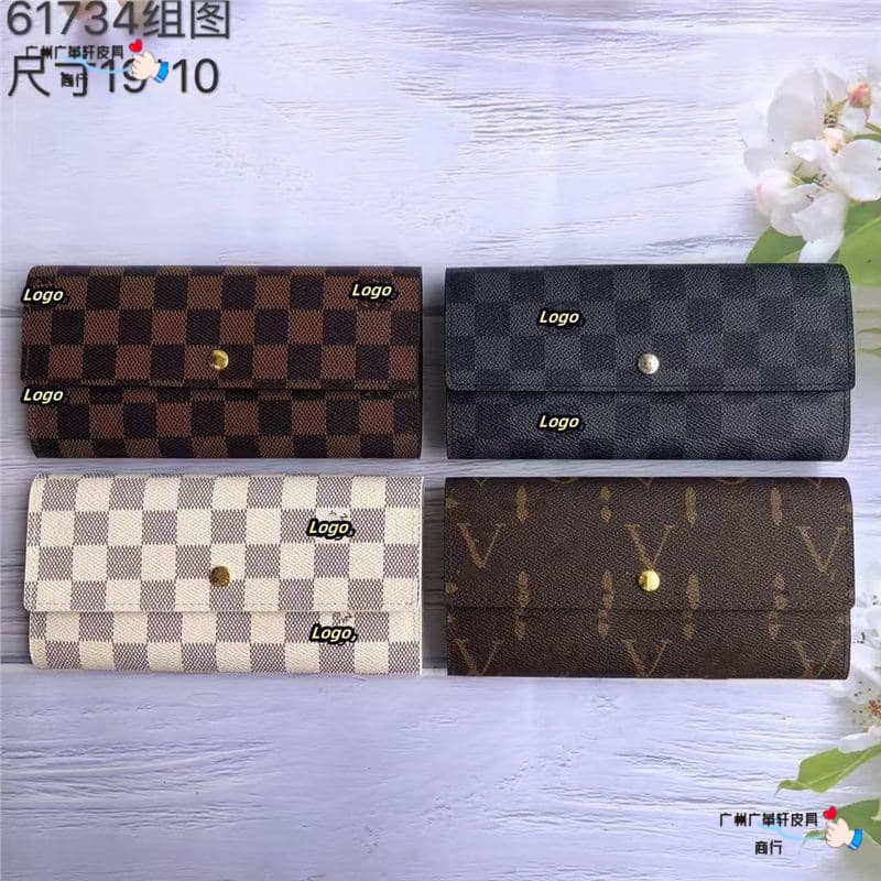 Factory Direct Classic Old Flower Tri-Fold Wallet Flap Wallet Women's Wallet Old Flower Checkerboard European and American Classic