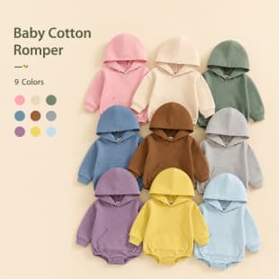Export Baby Spring/Fall Triangle Hooded Romper Newborn Onesie
