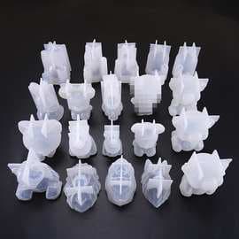 Poppy Crystal Glue Mold Multiple Bear Geometric Animal 3D Unicorn Blessing Rabbit Silicone Molds