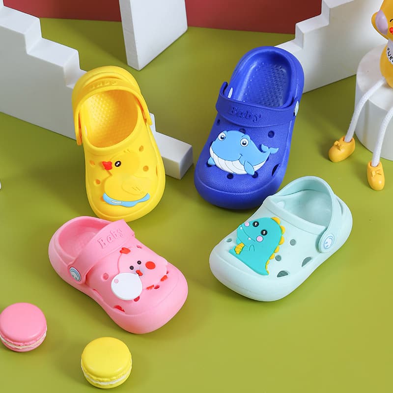 Children's Summer Indoor Anti-Slip Soft Sole Slippers, Kids Clog Sandals with Covered Toe, Baby Toddler Slippers for Boys and Girls