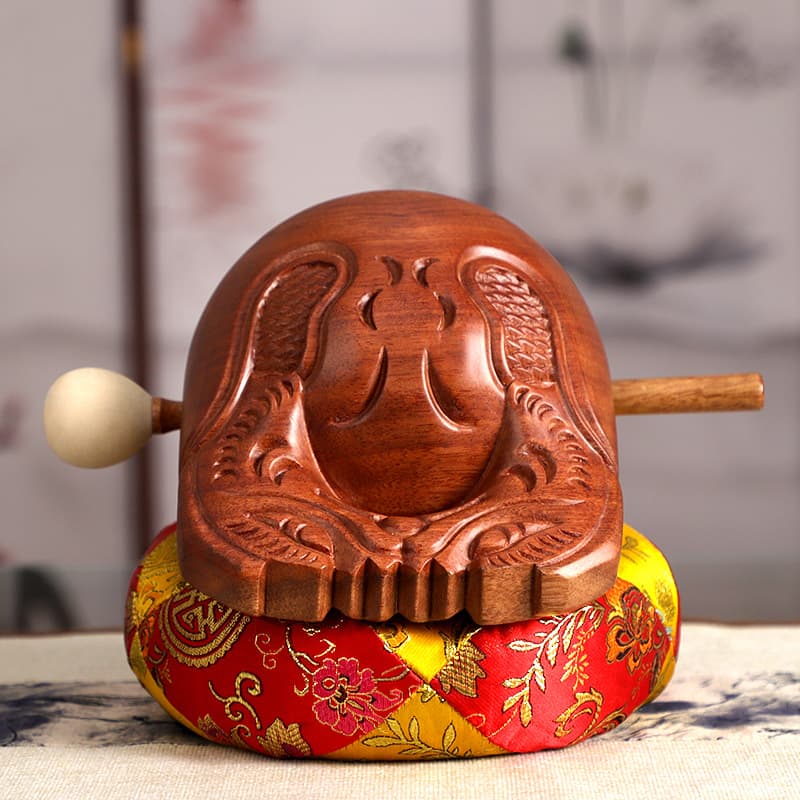 Rosewood Wooden Fish Wholesale Temple Meditation Zen Equipment with Carved Wooden Fish Mat & Mallet Rosewood Fish