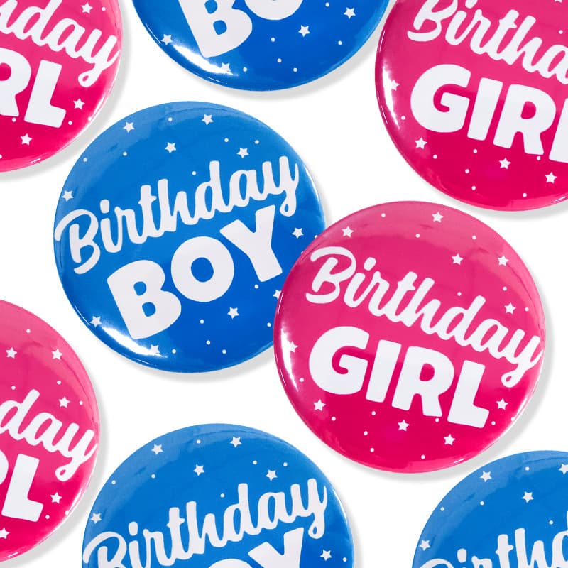 Cross-border Tinplate Badge Gender Reveal Boy Girl Decoration Prop Happy Birthday Pin Pink Blue