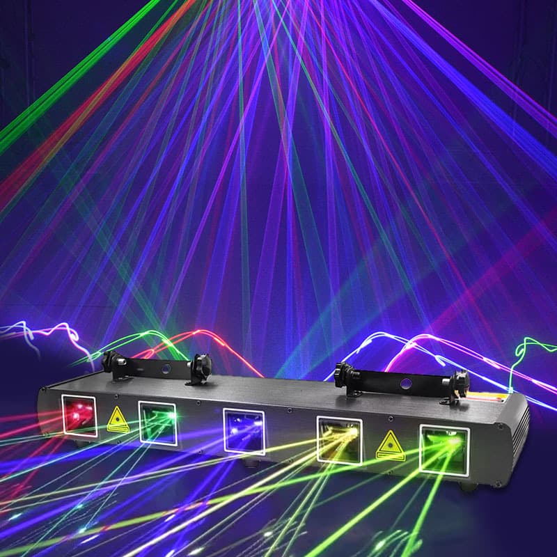 Cross-Border Full-Color Five-Projection Laser Beam Light Sound-Activated KTV Bar Atmosphere Flash Party Stage Lighting
