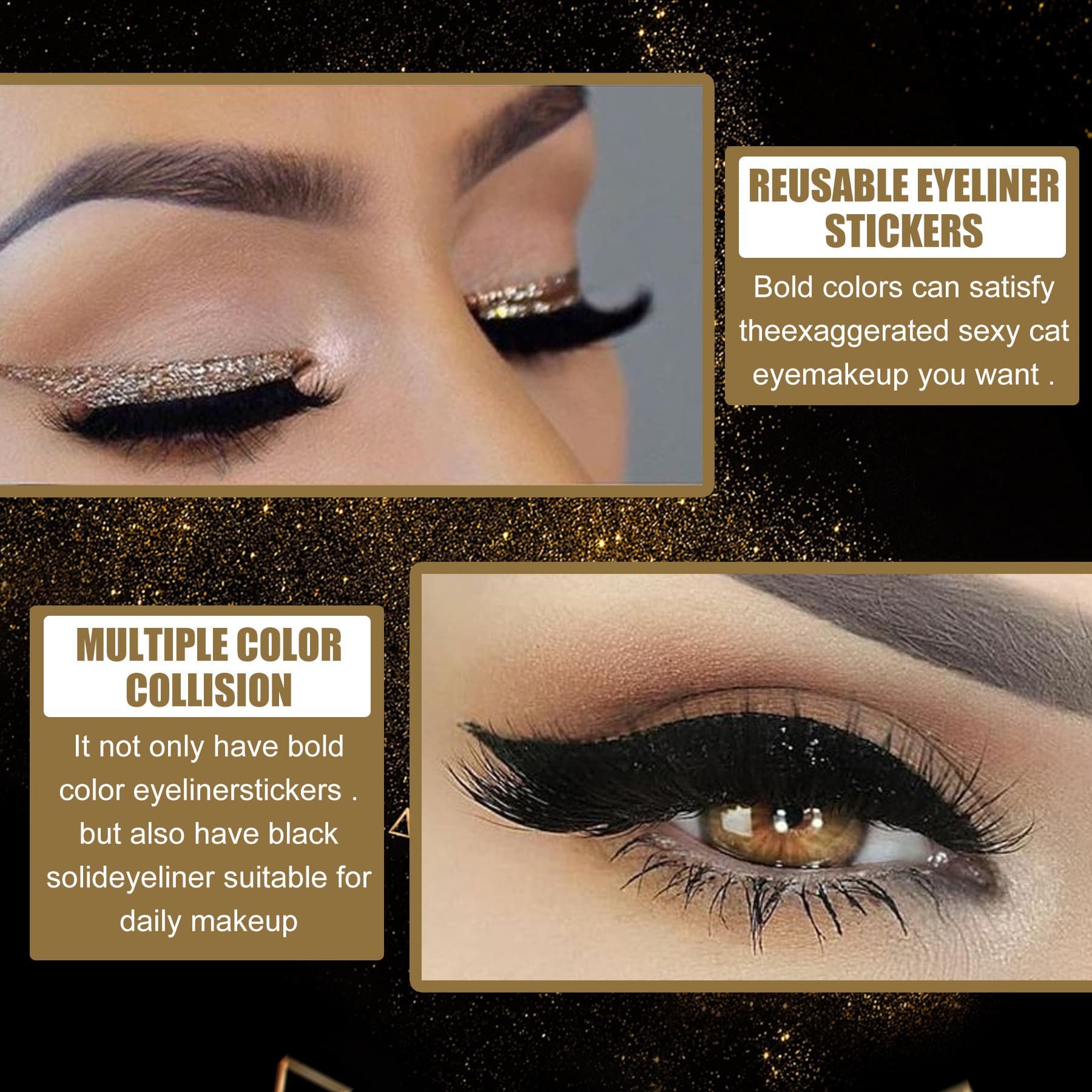 New Cross-Border European and American Glitter Self-Adhesive Eyeliner Eyeshadow Sticker Double Eyelid False Eyelash Waterproof Party Eye Makeup Sticker