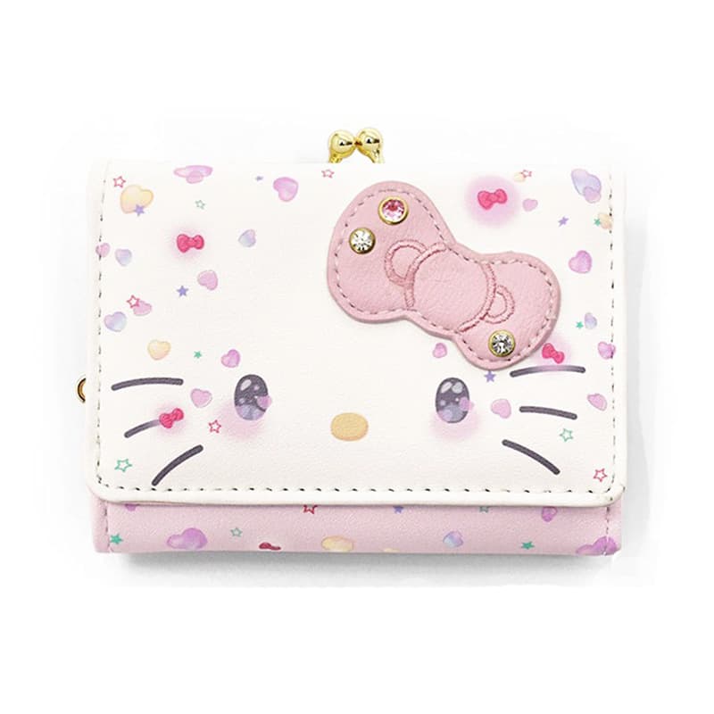 Kitty Short Wallet Women's Student Cat Vintage Tri-fold Card Holder JK Lolita Cute KT Japan 50th Anniversary Compact Size