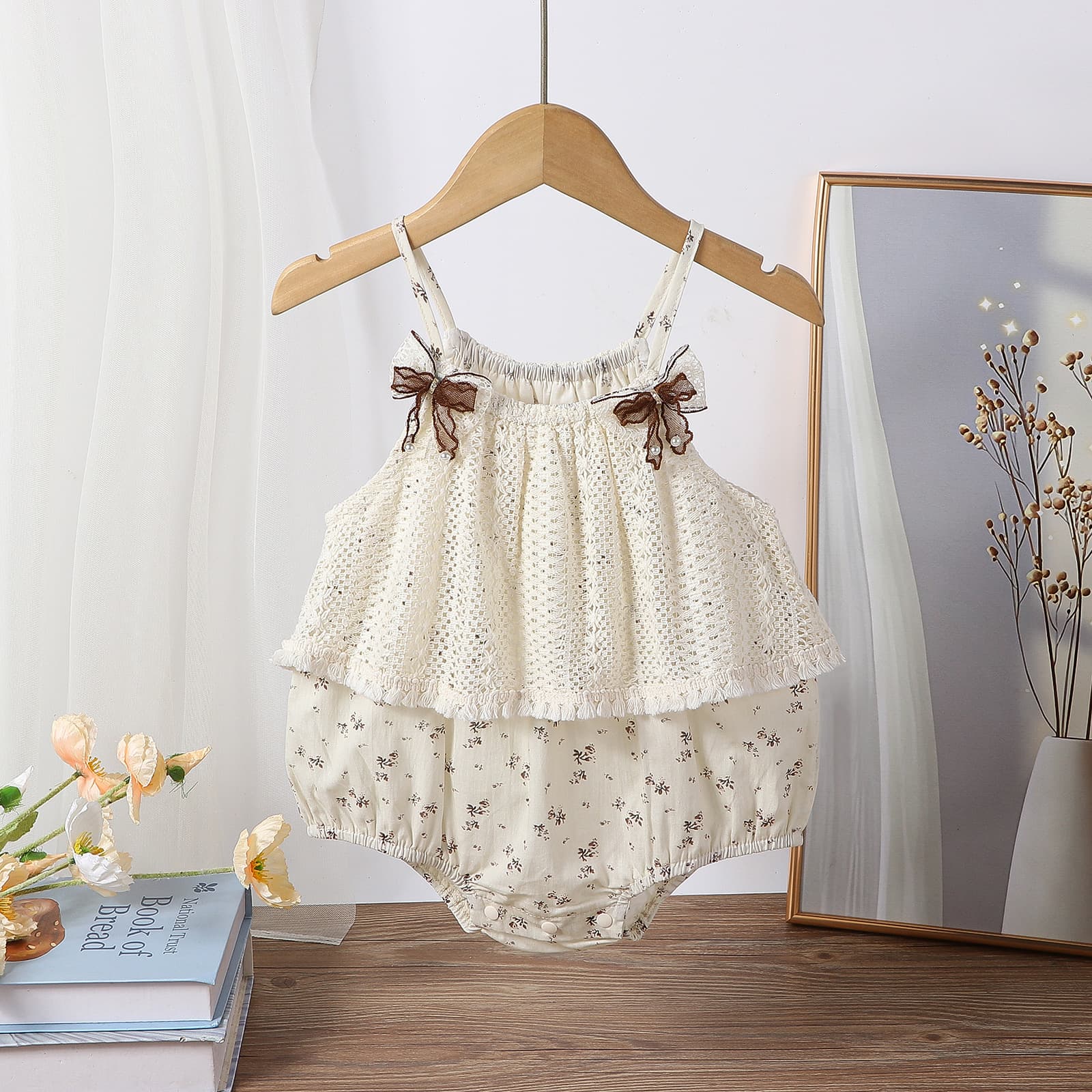 Girls Floral Print Dress Summer 2025 New Children's Sleeveless Dress Baby Bowknot Princess Dress