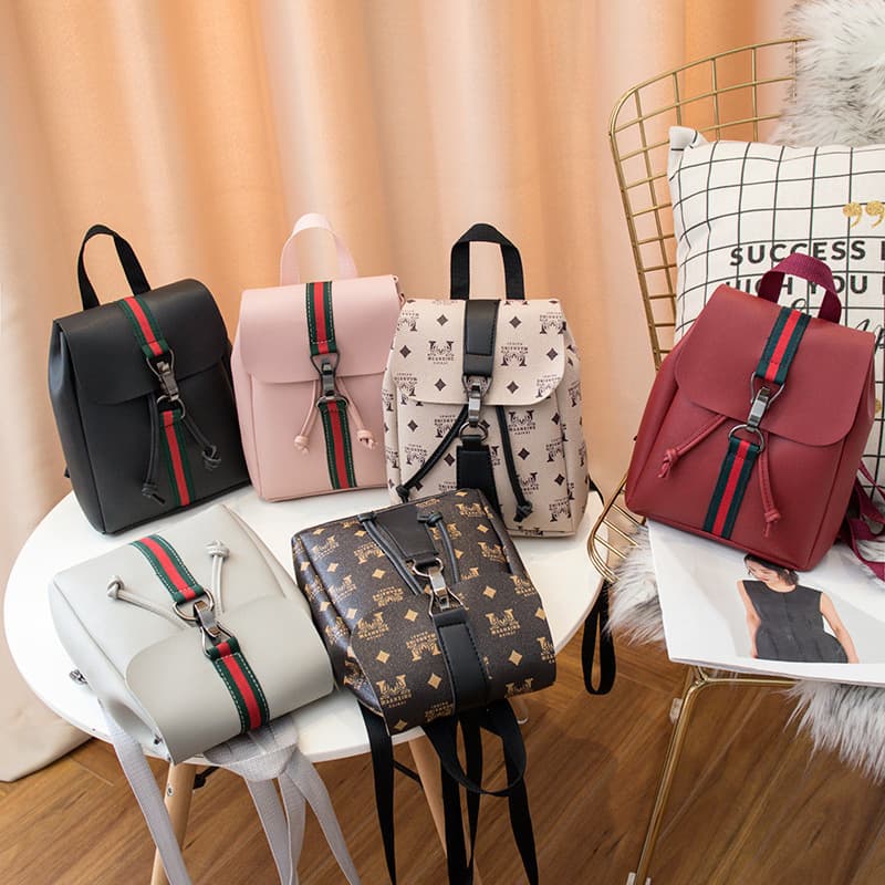 ladies bags school bag 2023 new printed buckle drawstring small backpack fashionable ribbon versatile backpack
