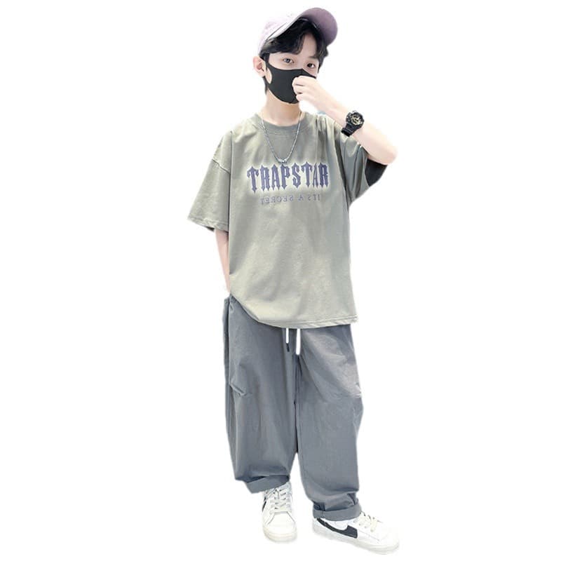 Boys' Short Sleeve and Long Pants Set Summer Thin 2026 New Style Medium and Big Kids Clothing Sports Outfit Summer Trendy Handsome