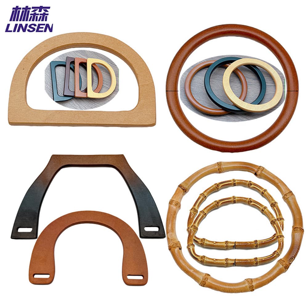 Handbag Accessories Handles Wooden Bamboo Wrist Box Gift Box Round D-shaped Handles Bamboo Joint Carrying Rings Wholesale