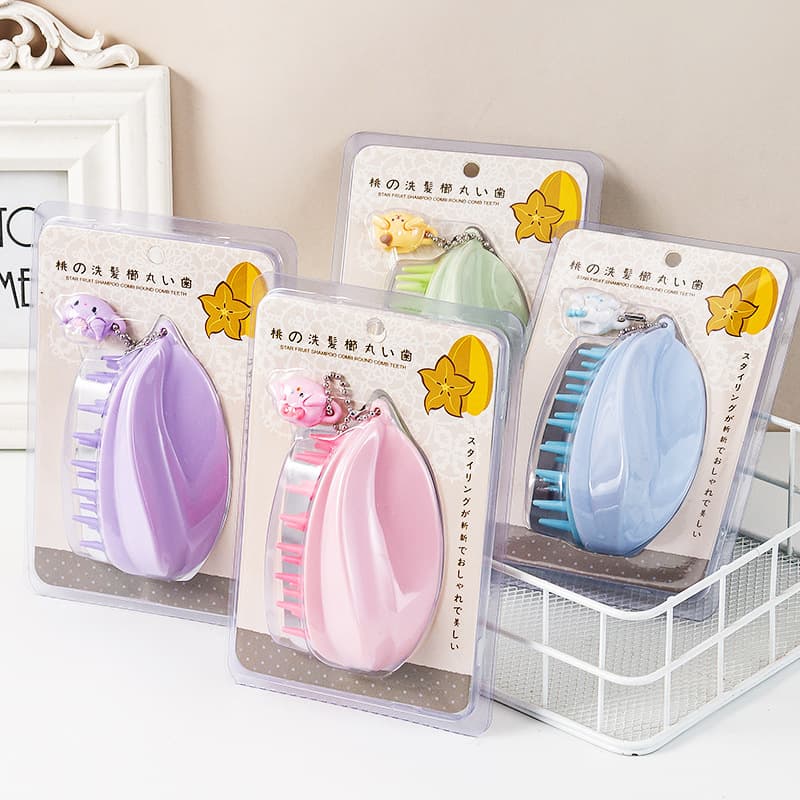 Wholesale Japanese Starfruit Silicone Shampoo Brush, Wet and Dry Hair Massage Comb, Cleaning Shampoo Brush
