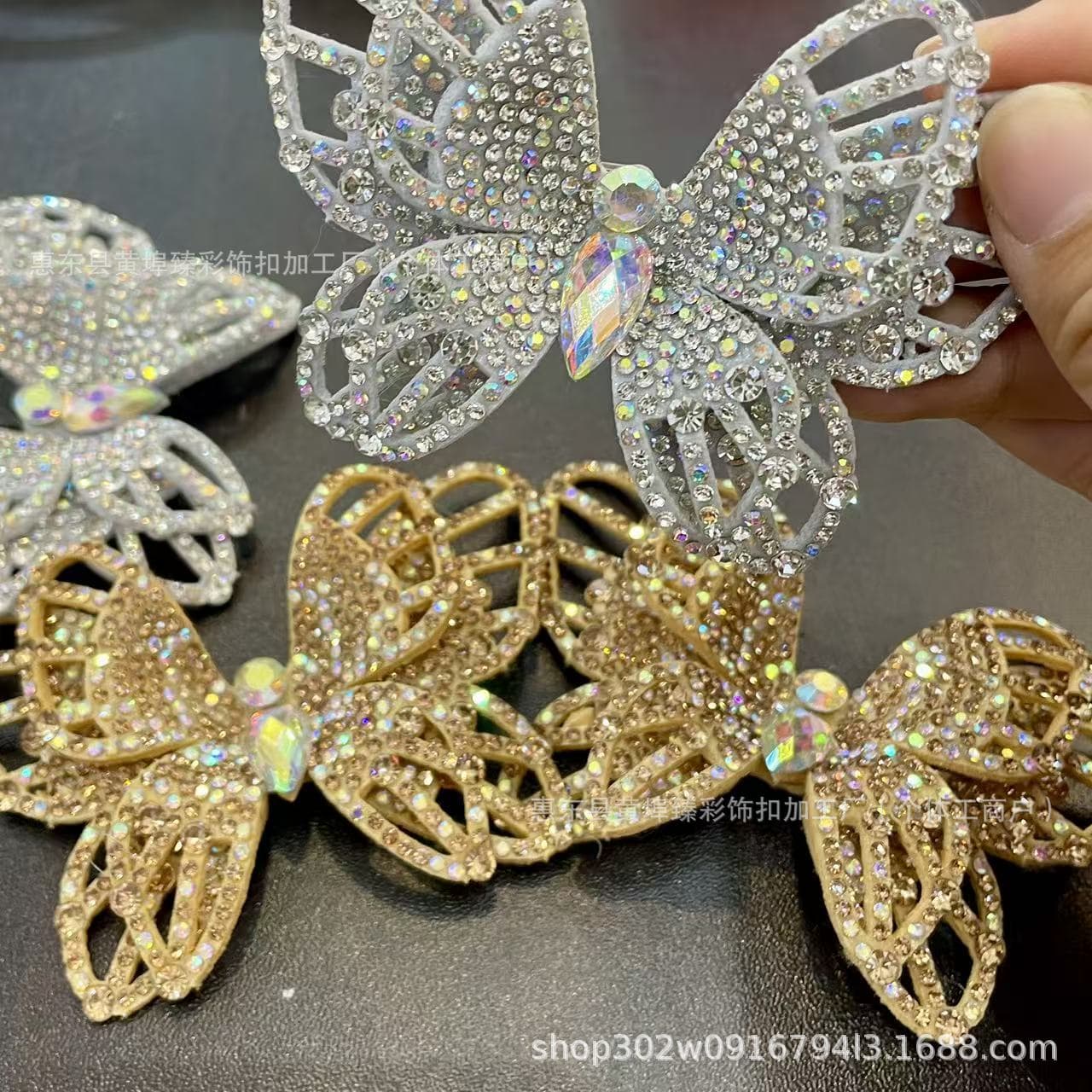 Rhinestone Super Sparkle 3D Butterfly Wholesale High-End Shoe Flower Clothing Shoe Hair Clip Brooch Bag Accessories