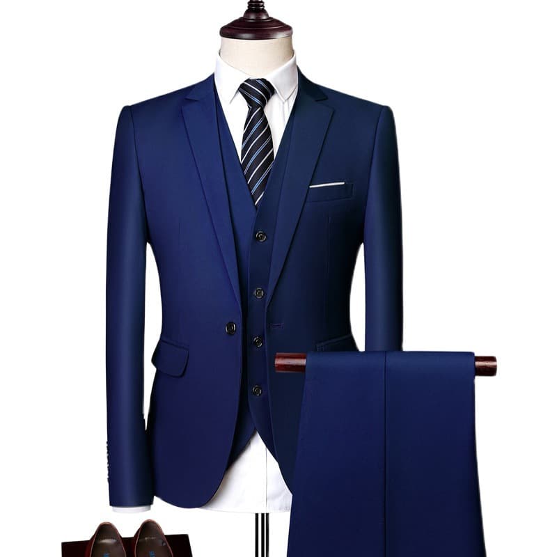 Casual Suit Set for Men Slim Fit Business Formal Wear Korean Style Best Man Groom Lightweight Blazer