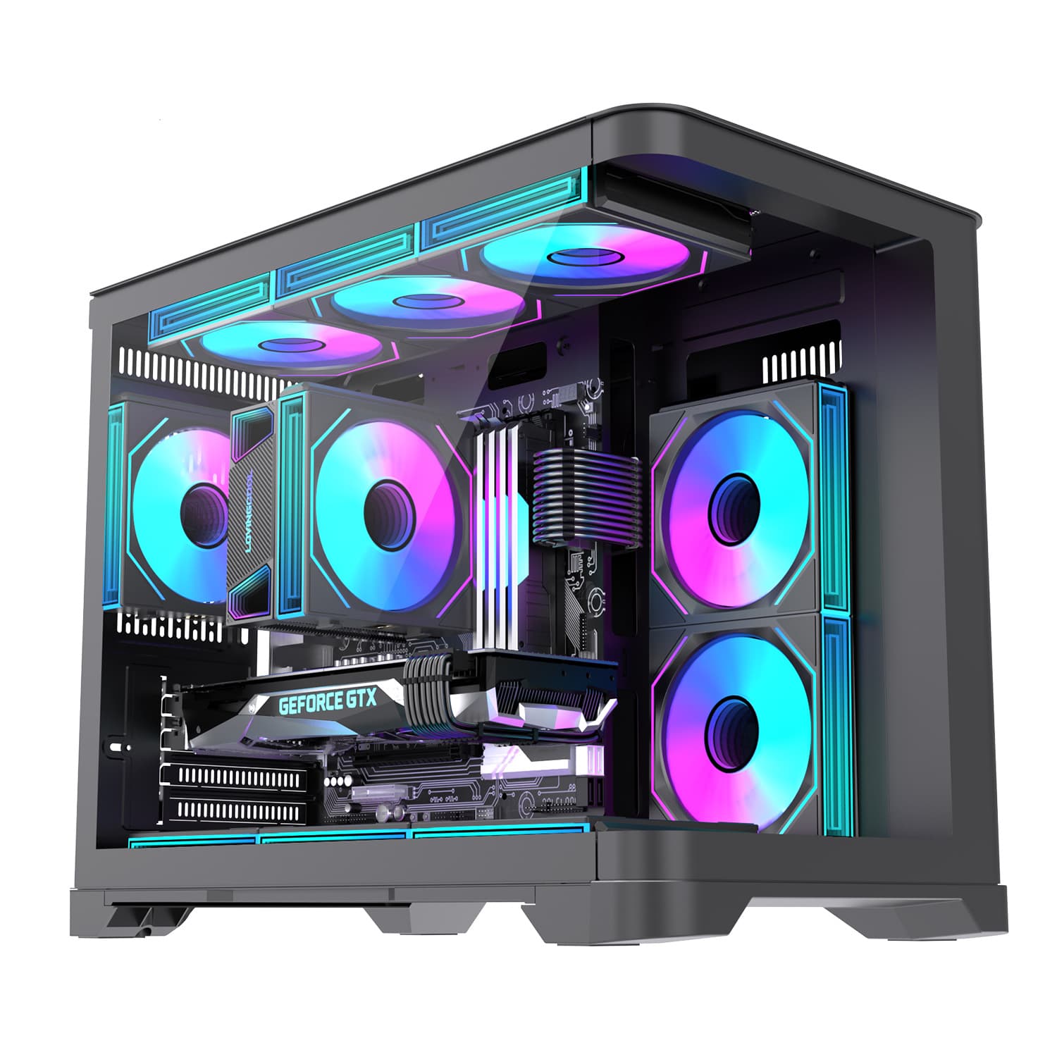 New Building Block Wireless Splice Computer Fan ARGB Prism Cooling Fan 12cm PWM Lens Case Fan