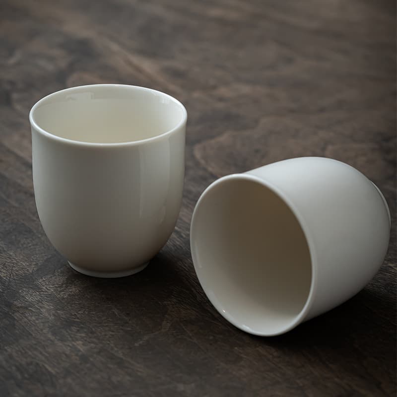 [Beige] Dehua white porcelain large tea cup 230ml ceramic tea cup beer beverage cup coffee latte art cup