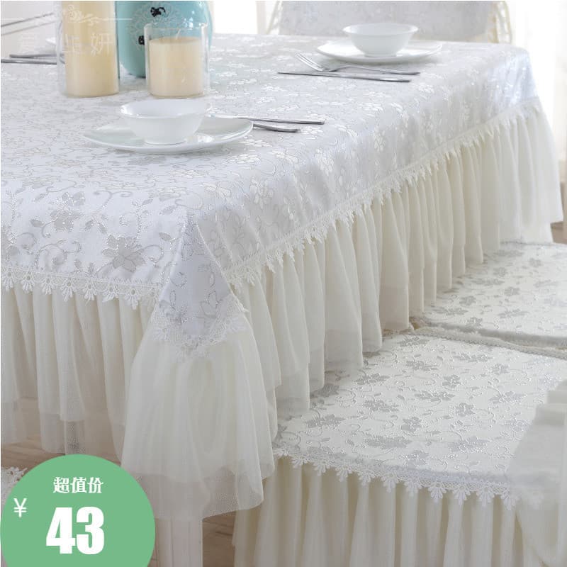 Simple Modern Tablecloth Chair Cover Tea Table Cloth Dining Chair Cover Country Lace Fabric Chair Cover Cushion Set