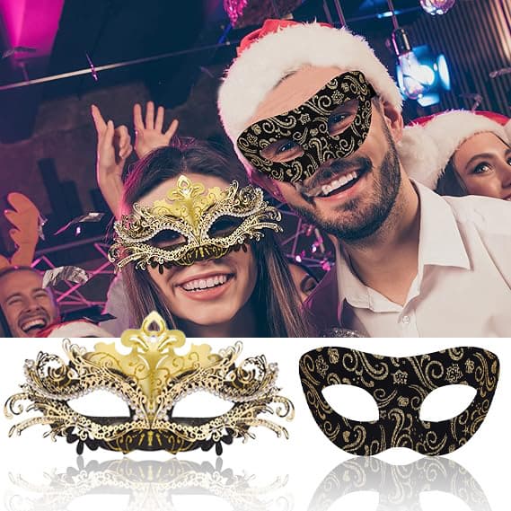 Amazon Cross-Border Bestseller Halloween Masquerade Mask Couple Half Face Carnival Mask